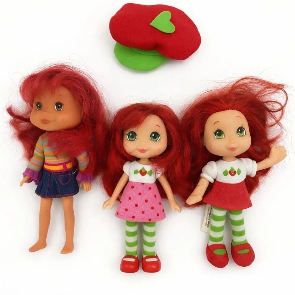 StrawberryโShortcake Doll Lot 3 + Hat Vintage Hasbro Playmates Berry Bitty Toys
